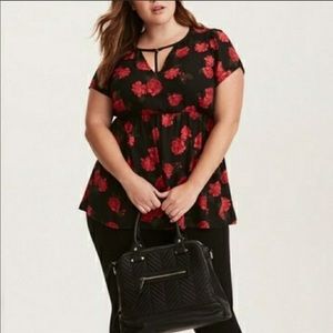 Torrid Red Rose Caged Top Size 3X